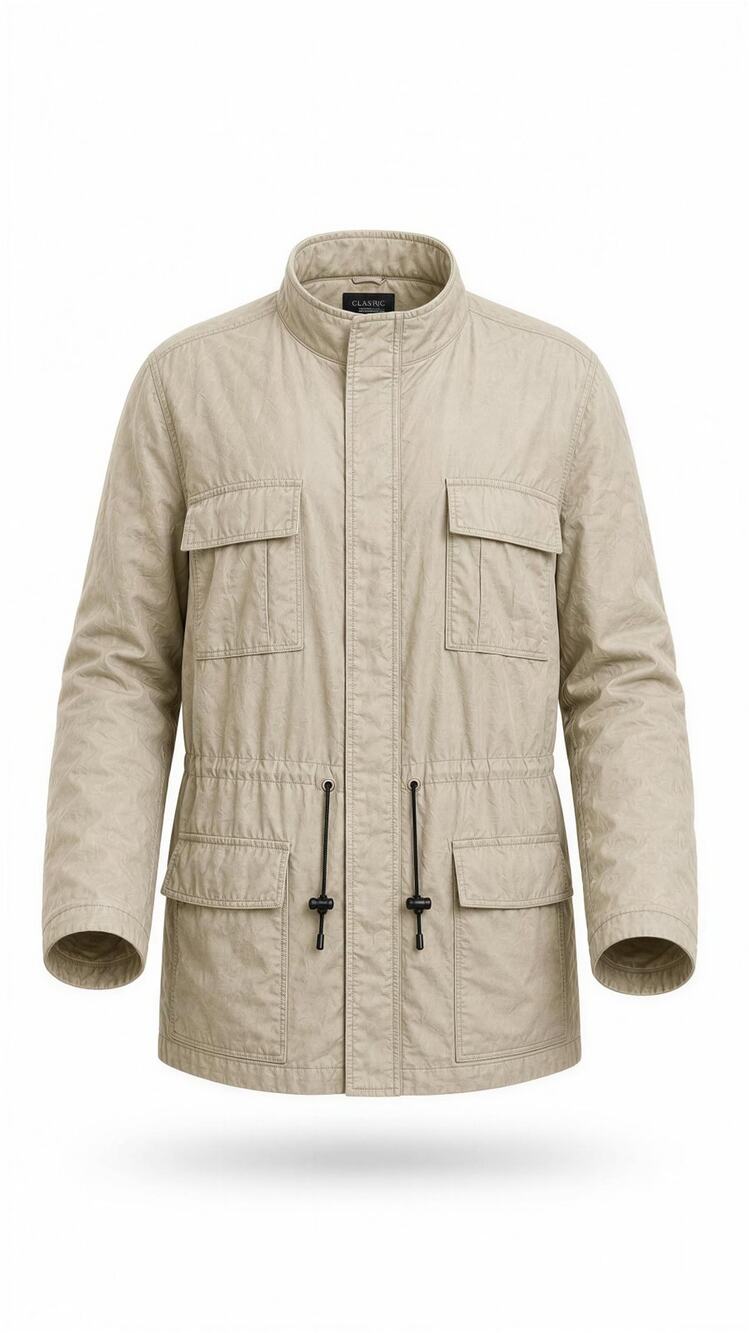 Signature Collection Jacket Mens 2XL Beige Utility Military Field Coat